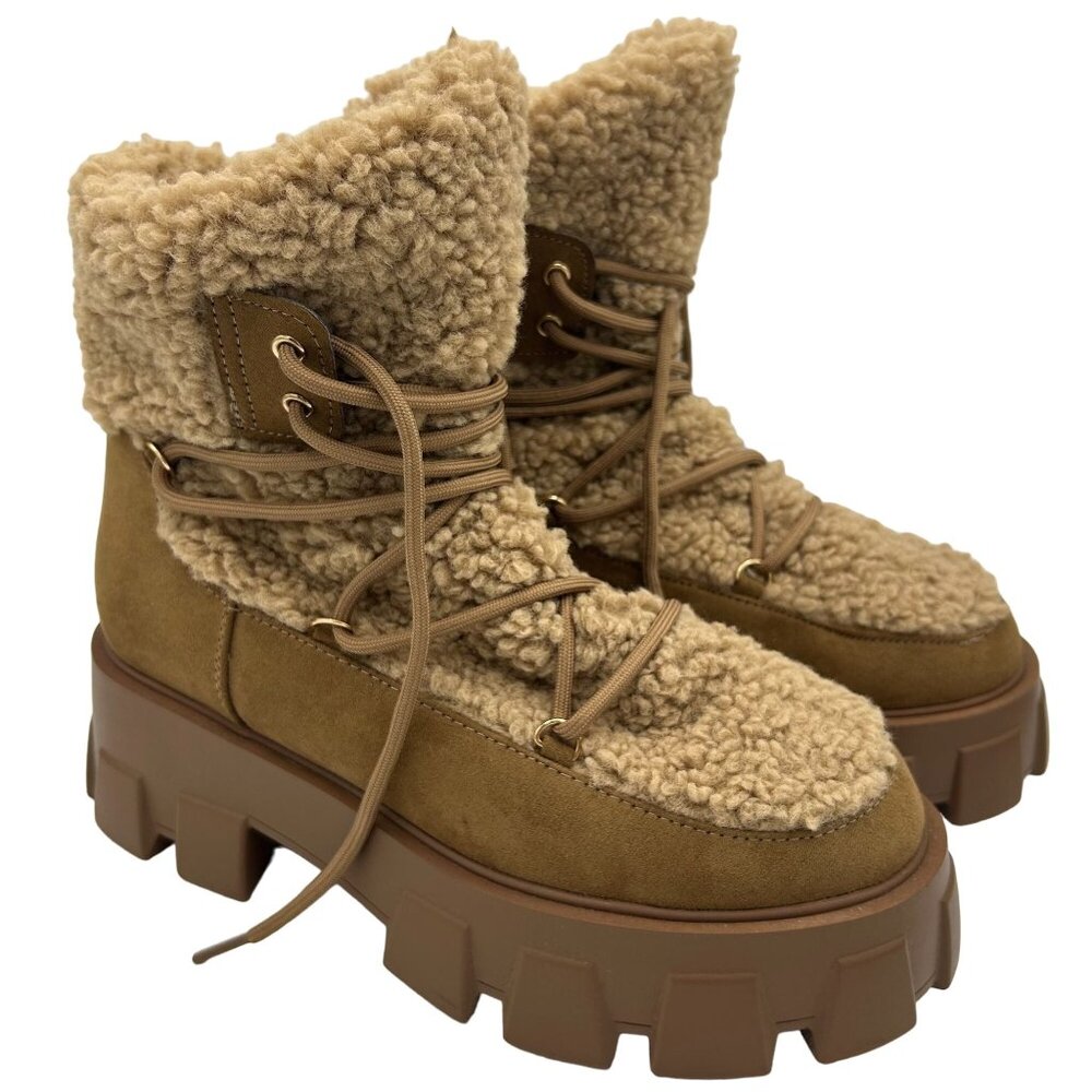 Shoedazzle Women's Chunky Sole Shearling Sydney Boots Sz 9